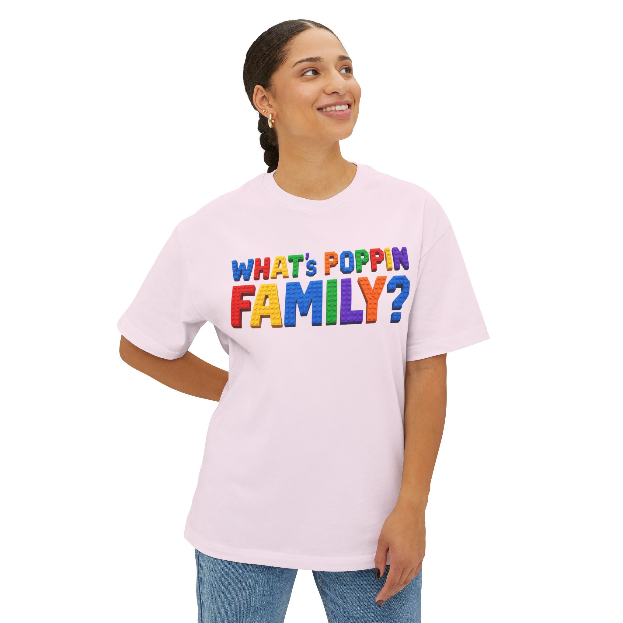 What's Poppin Family? Oversized Boxy T-Shirt